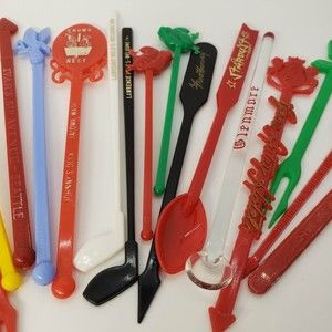 Vintage Variety of Cocktail Swizzle Stir Sticks 19 Qty Collection Colorful